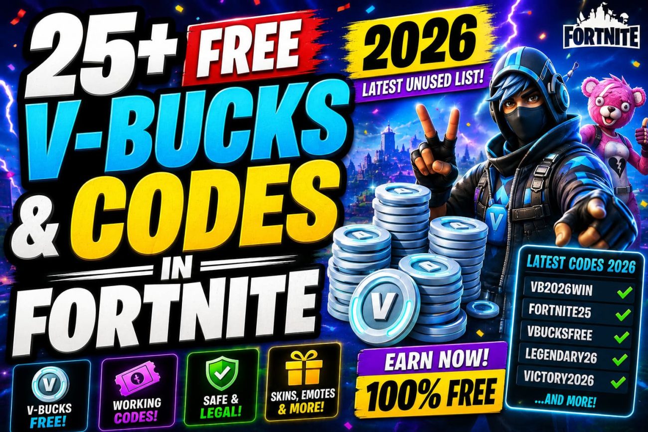 25+ Free V-Bucks & Codes In Fortnite 2026 (Latest Unused List)